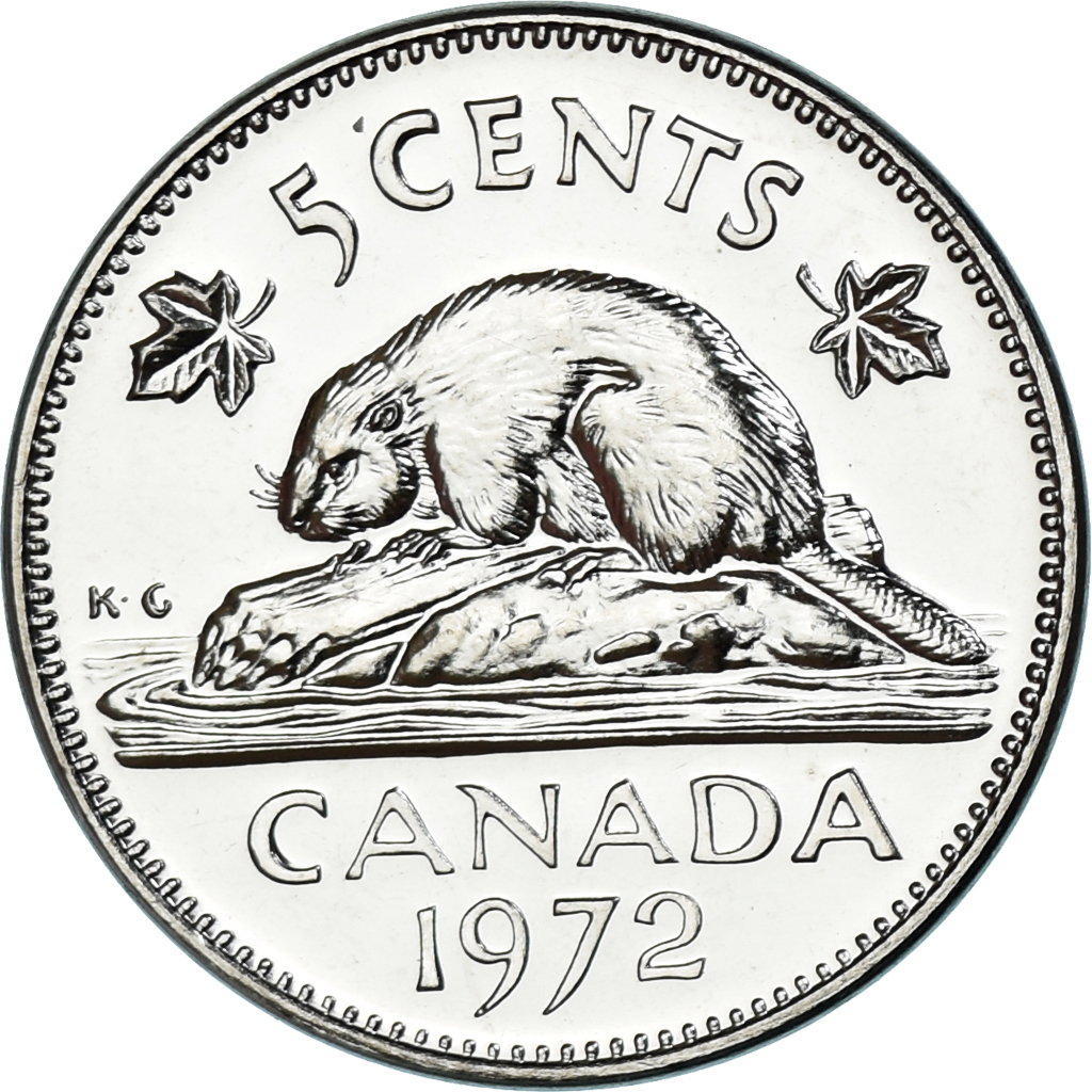 Coin, Canada, Elizabeth II, 5 Cents, 1972, Royal Canadian Mint, Ottawa