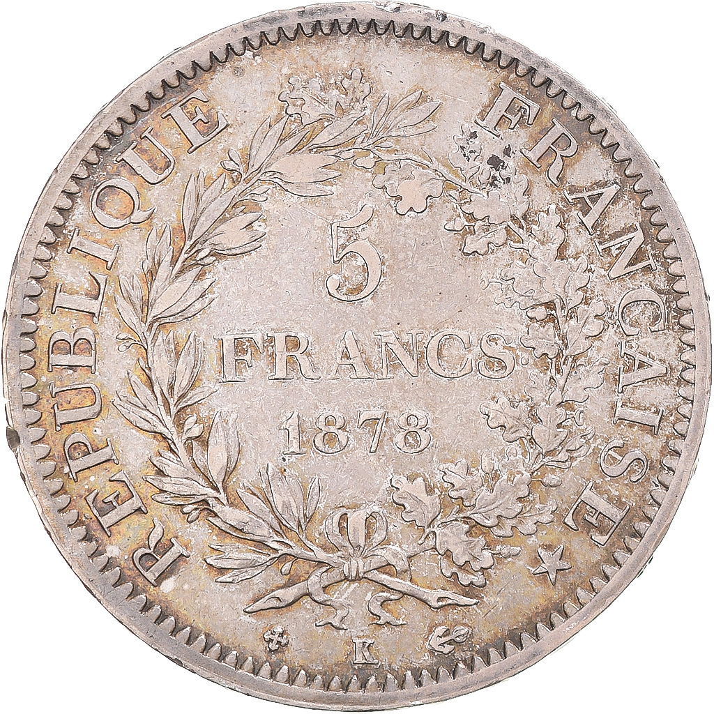 Coin, France, Hercule, 5 Francs, 1878, Bordeaux, , Silver, KM:820.2