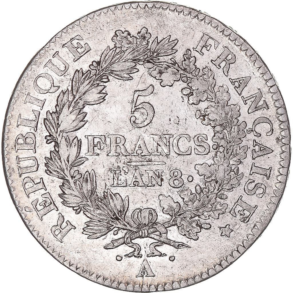 Coin, France, Union et Force, 5 Francs, AN 8 (1799-1800), Paris, 
