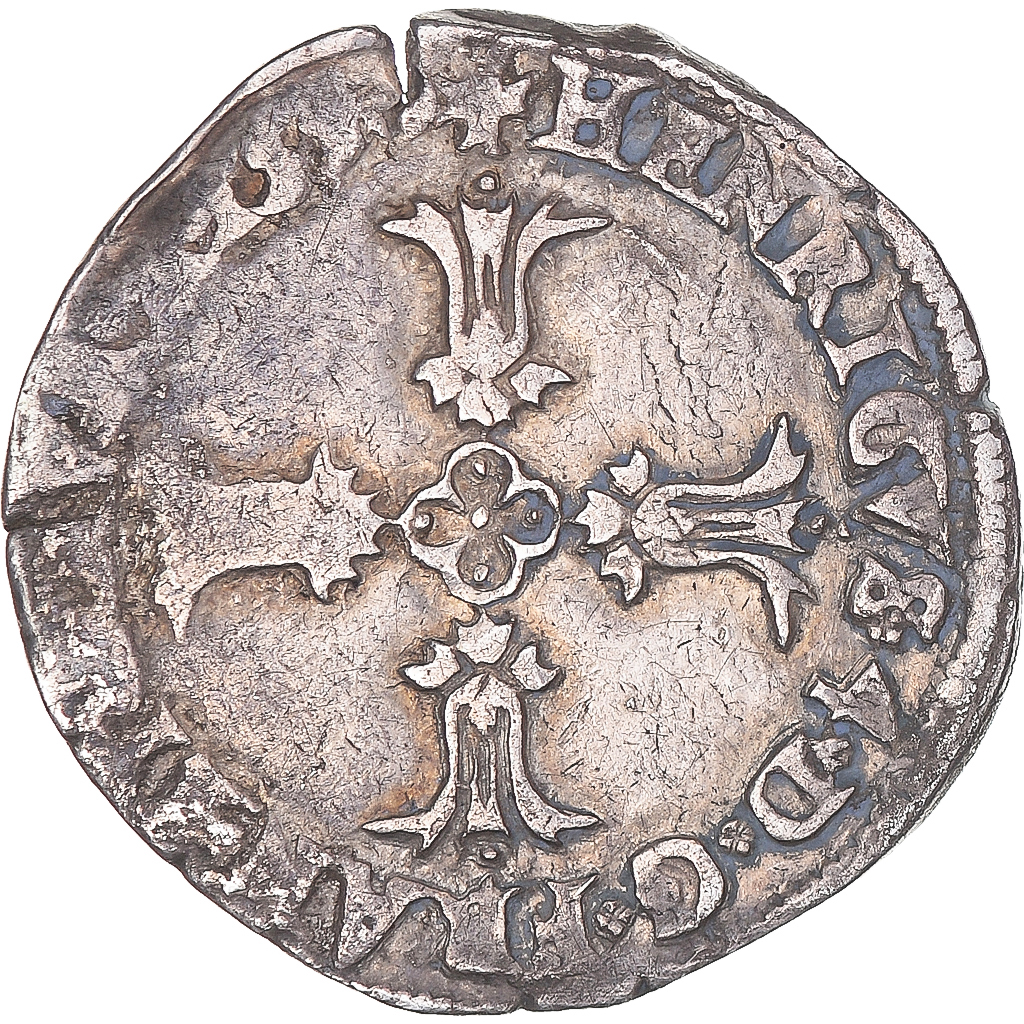 Coin, France, Henri IV, 1/4 d'écu à la croix feuillue de face, 1592, Bayonne