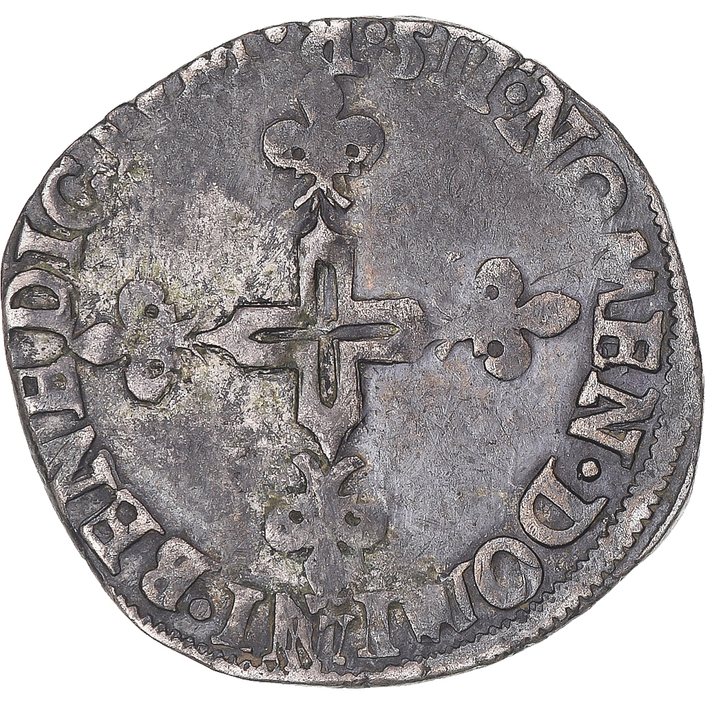 Coin, France, Henri III, Double Sol Parisis, 1580, Villeneuve-lès-Avignon