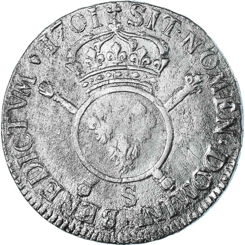 France, Louis XIV, Ecu, Écu aux insignes, 1701, Reims, réformé, Silver