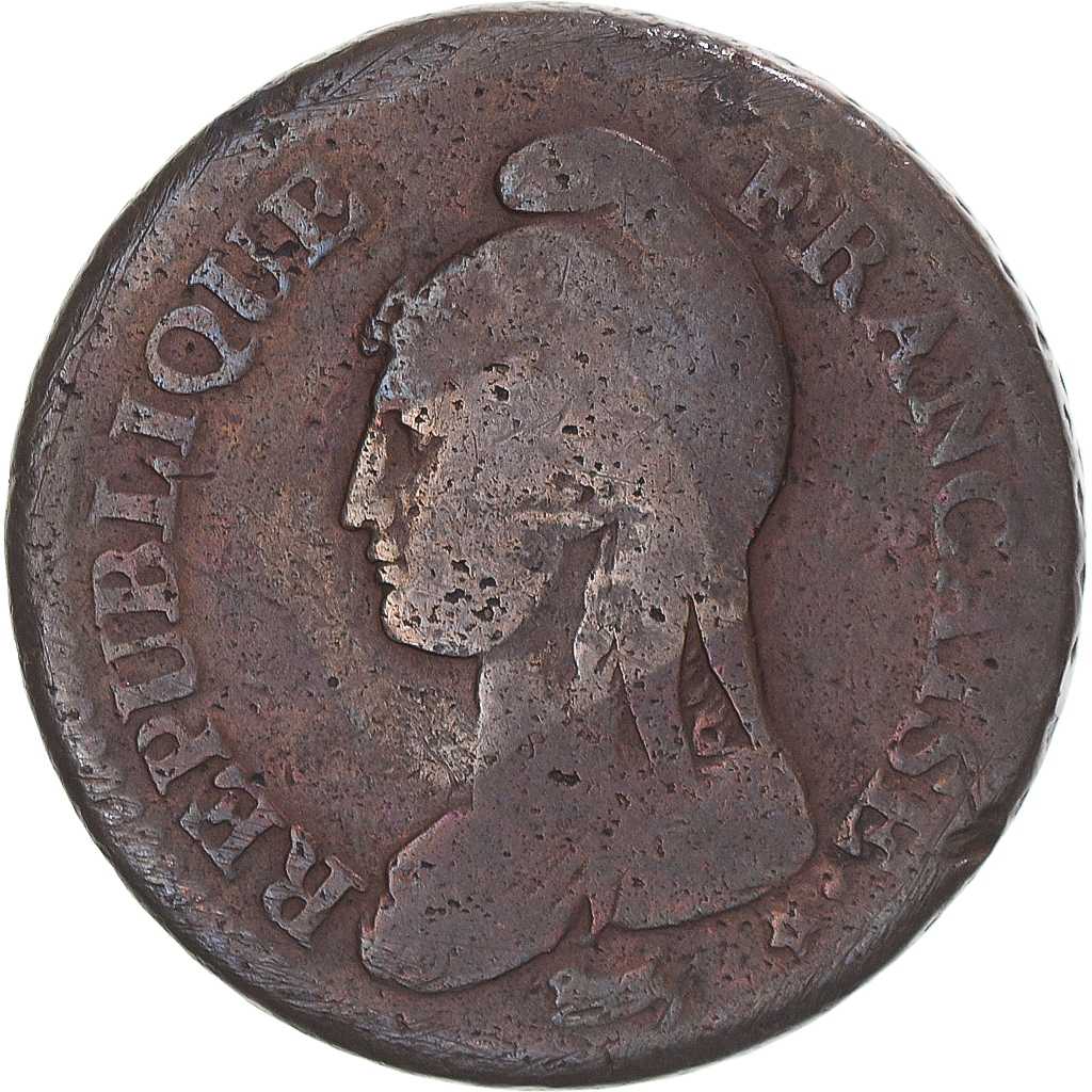 Coin, France, Dupré, Decime, 1792 / AN 4, Paris, modifié, VF, Bronze