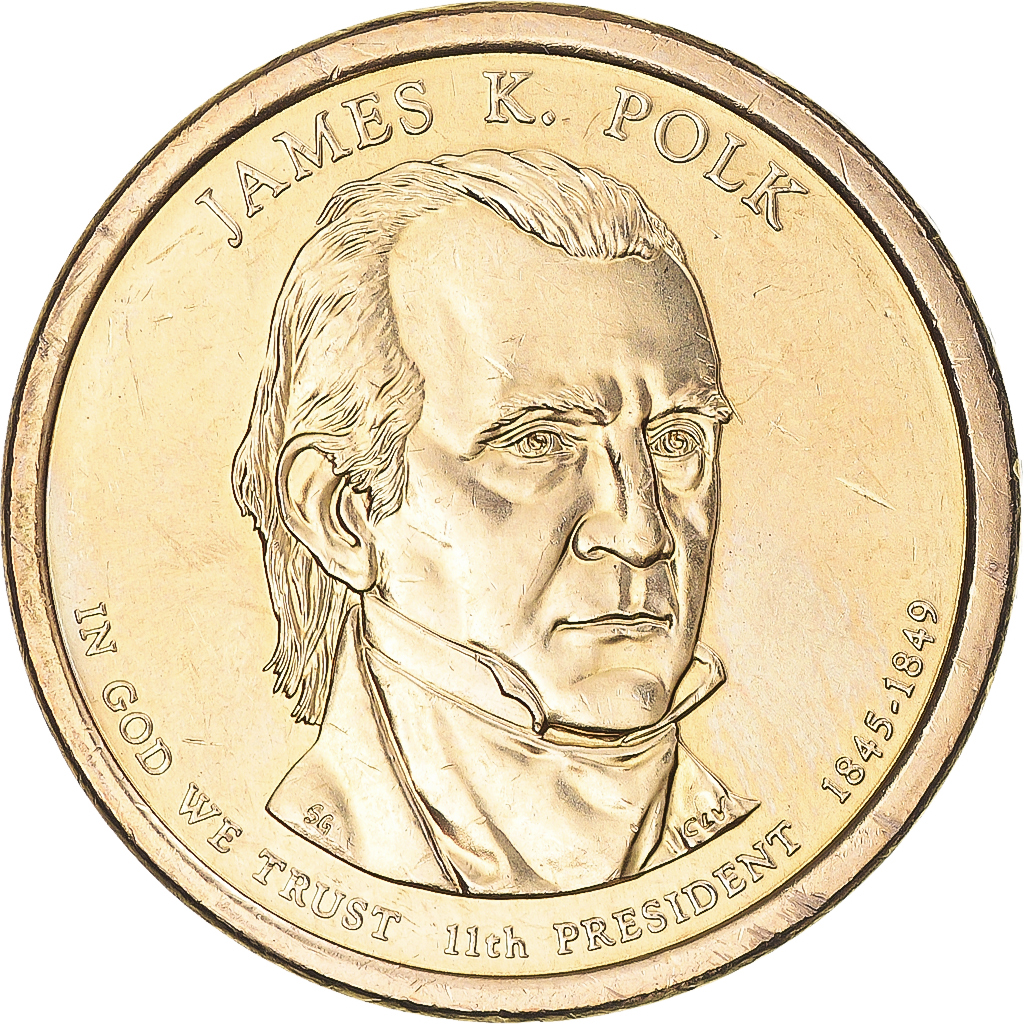 Coin, United States, James K. Polk, Dollar, 2009, U.S. Mint, Denver, 