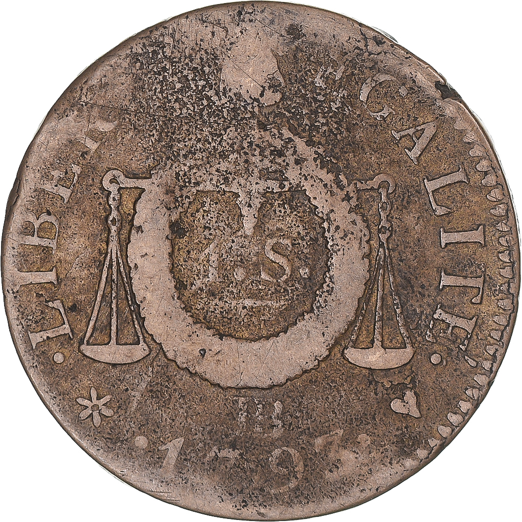 Coin, France, Sol aux balances françoise, Sol, 1793, Strasbourg, 