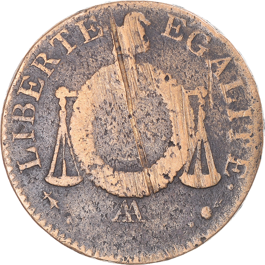 Coin, France, Sol aux balances non daté, Sol, (1794), Metz, , Bronze