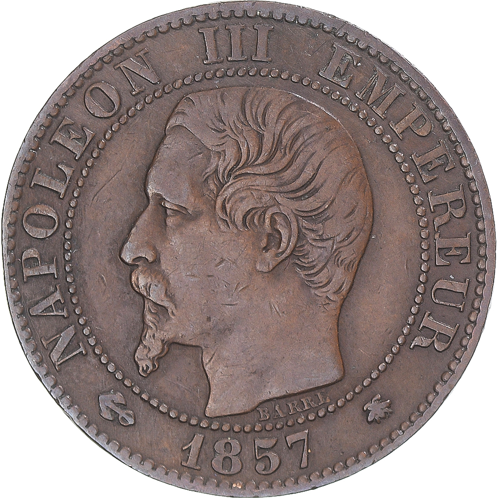 Coin, France, Napoleon III, 5 Centimes, 1857, Strasbourg, Rare, 