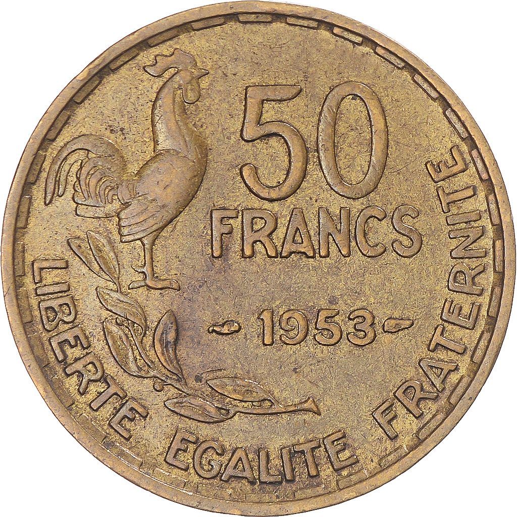 Coin, France, Guiraud, 50 Francs, 1953, Paris, , Aluminum-Bronze