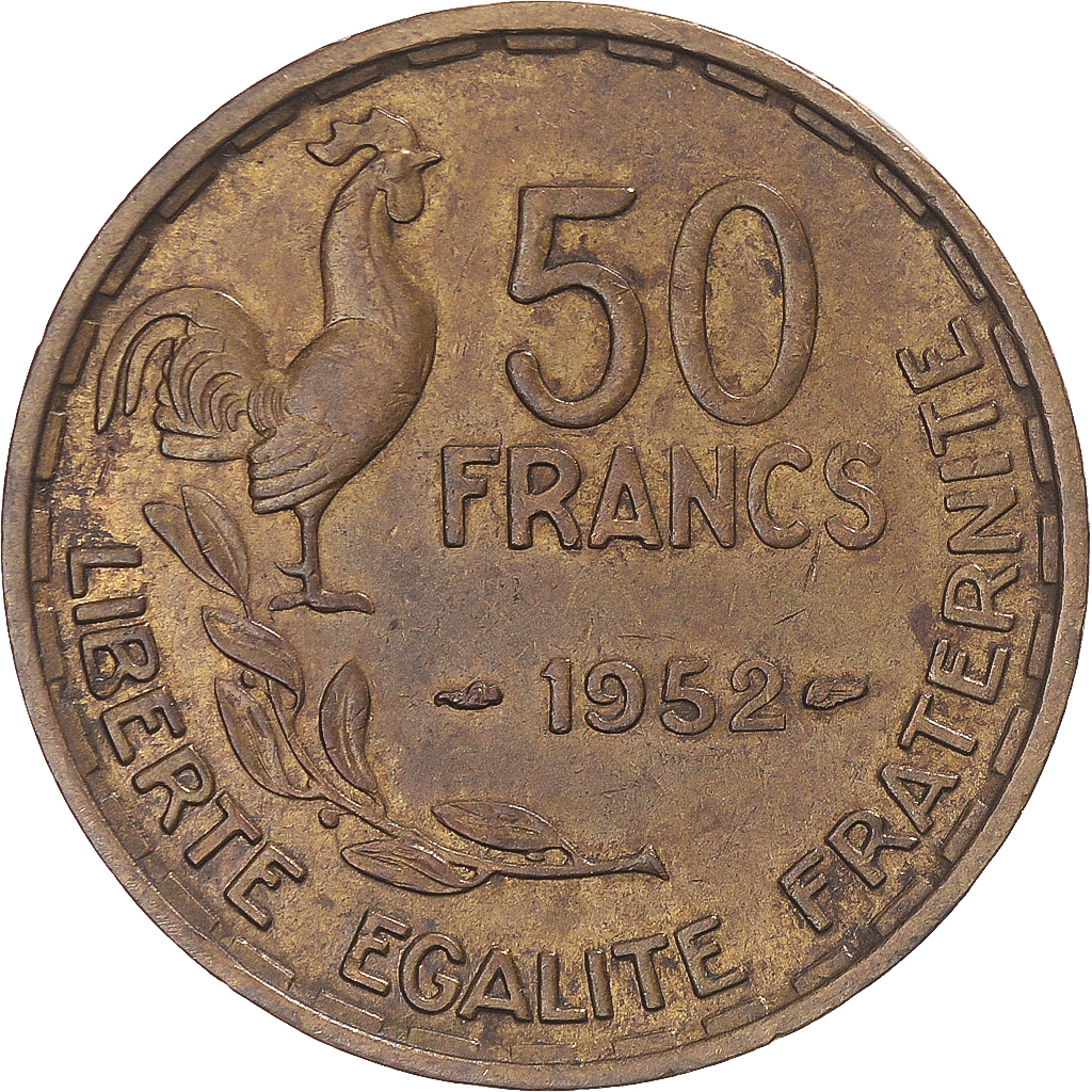 Coin, France, Guiraud, 50 Francs, 1952, Paris, , Aluminum-Bronze