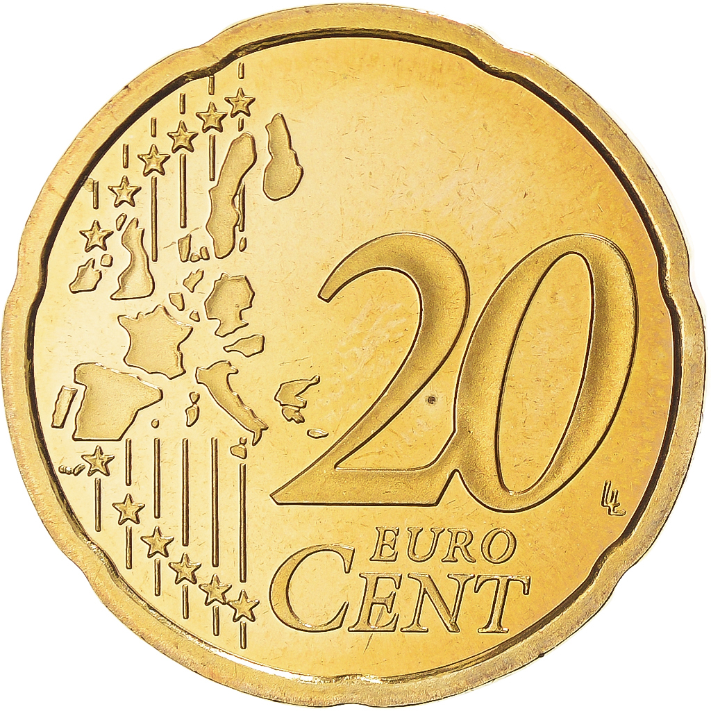 France, 20 Euro Cent, 2001, Paris, , Brass, Gadoury:5., KM:1286