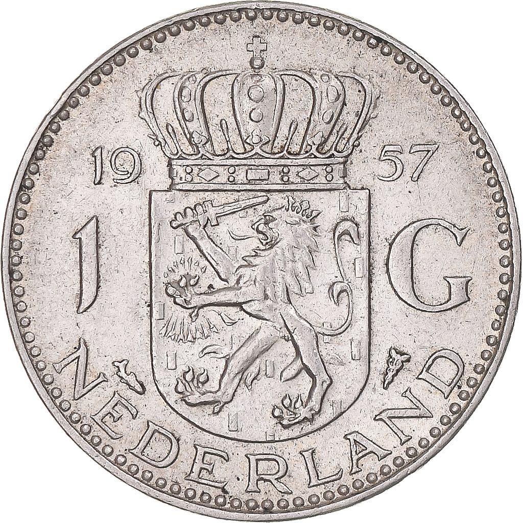 Coin, Netherlands, Juliana, Gulden, 1957, , Silver, KM:184
