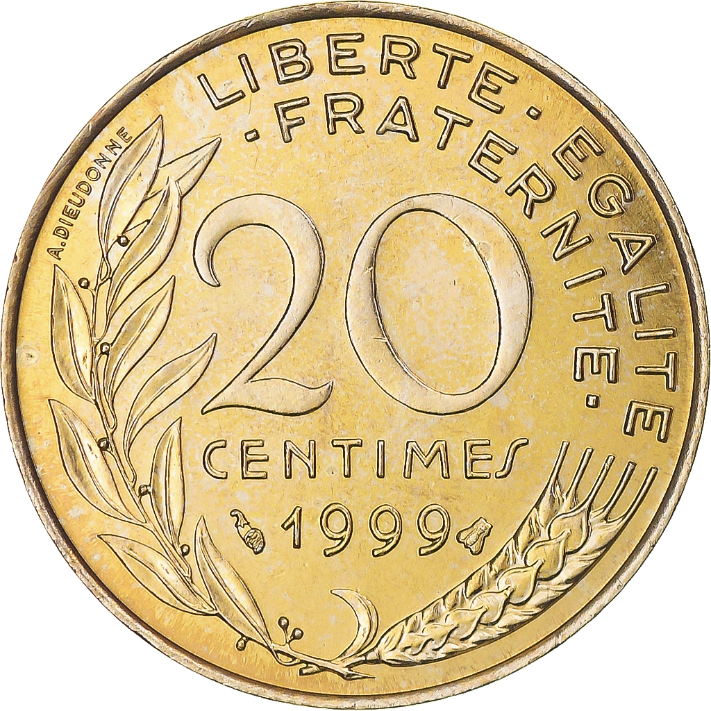 Coin, France, Marianne, 20 Centimes, 1999, Paris, , Aluminum-Bronze