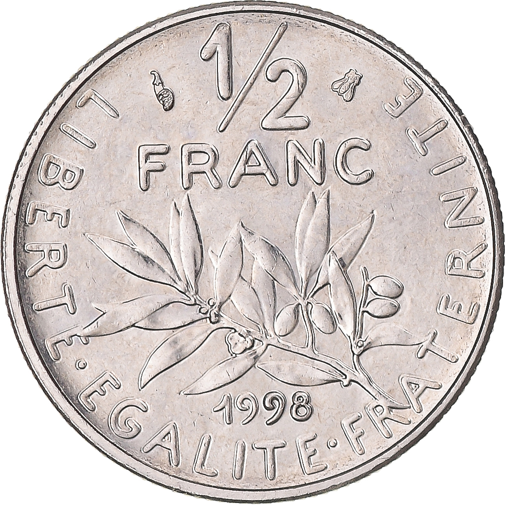 Coin, France, Semeuse, 1/2 Franc, 1998, Paris, BU, , Nickel, KM:931.1