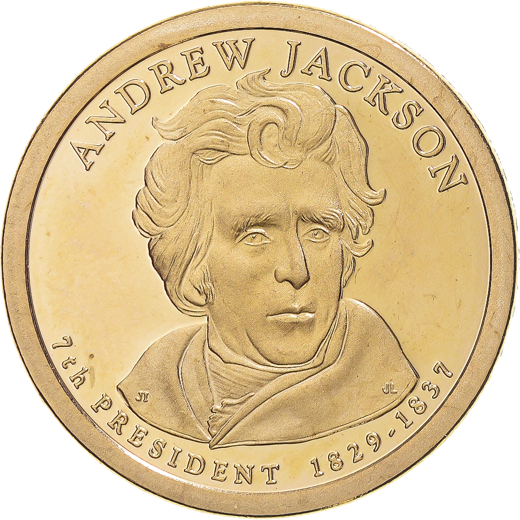 Coin, United States, Andrew Jackson, Dollar, 2008, U.S. Mint, San Francisco