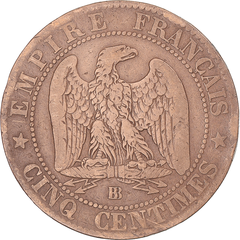 Coin, France, Napoleon III, 5 Centimes, 1864, Strasbourg, , Bronze