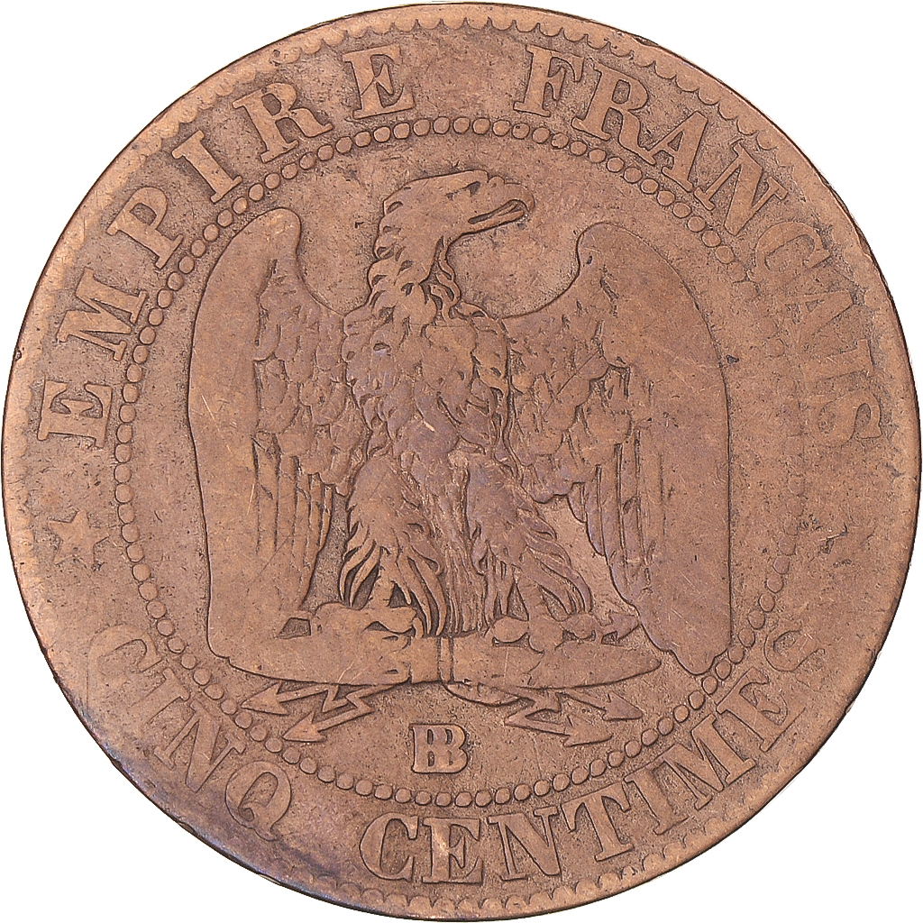 Coin, France, Napoleon III, 5 Centimes, 1856, Strasbourg, , Bronze