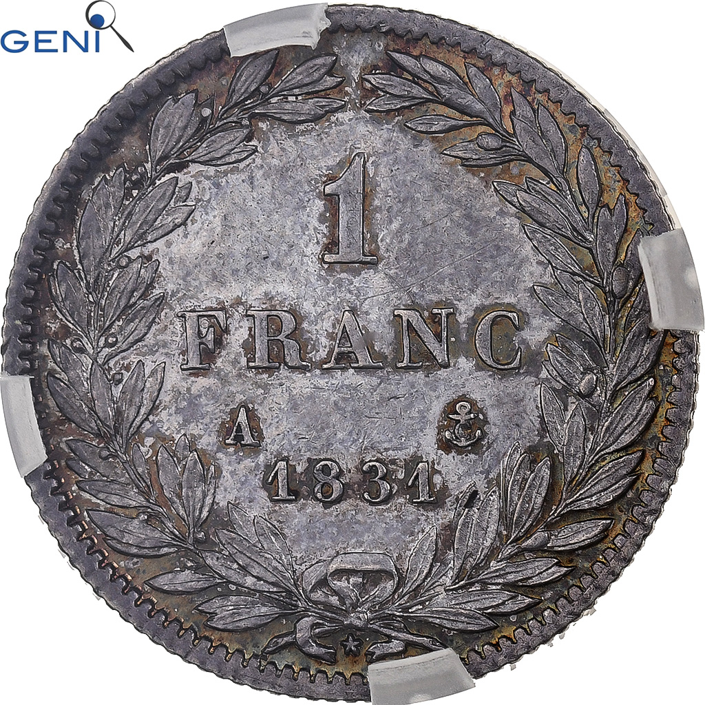 France, Louis Philippe I, 1 Franc, 1831, Paris, Silver, GENI, AU58, Gadoury:452