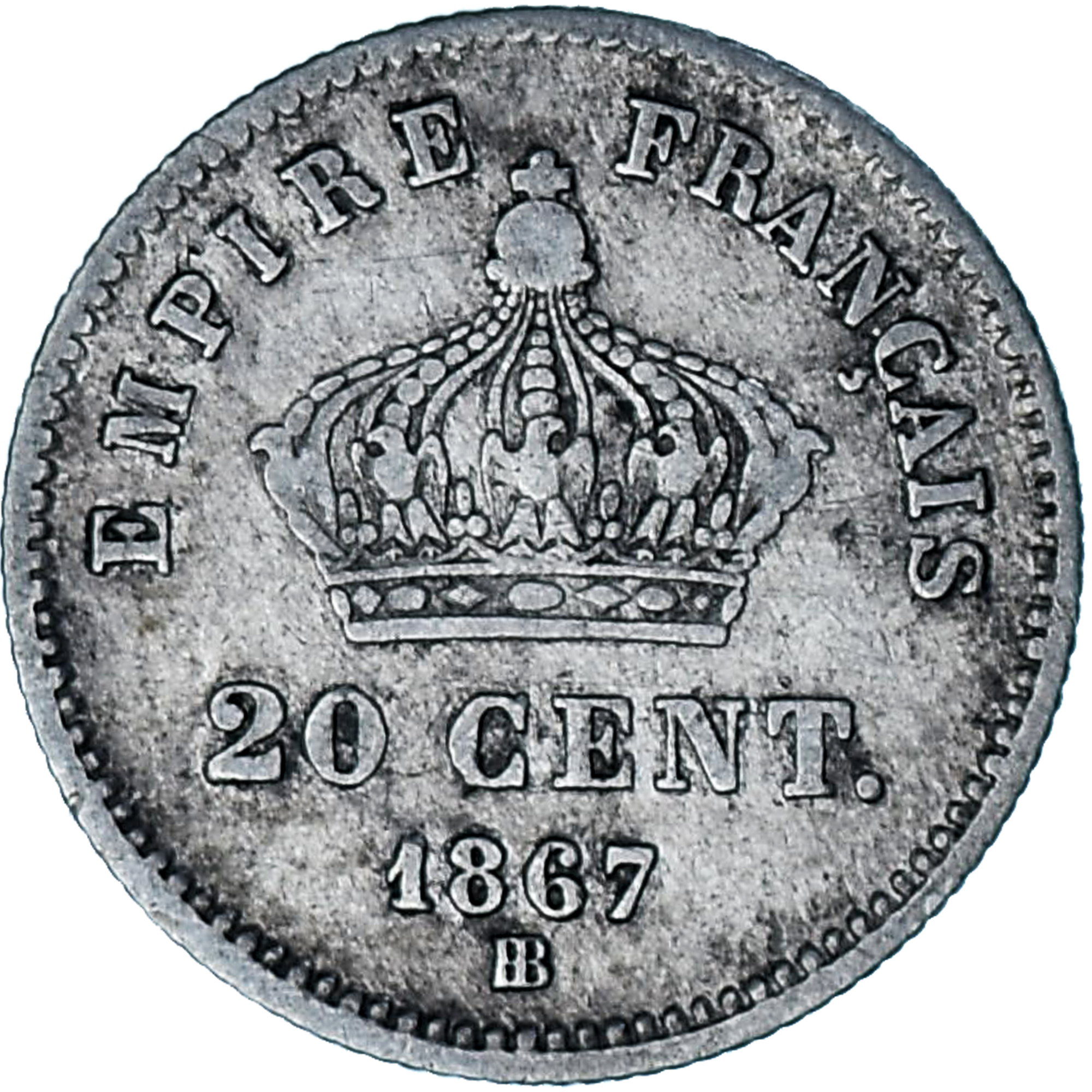 Coin, France, Napoleon III, 20 Centimes, 1867, Strasbourg, , Silver