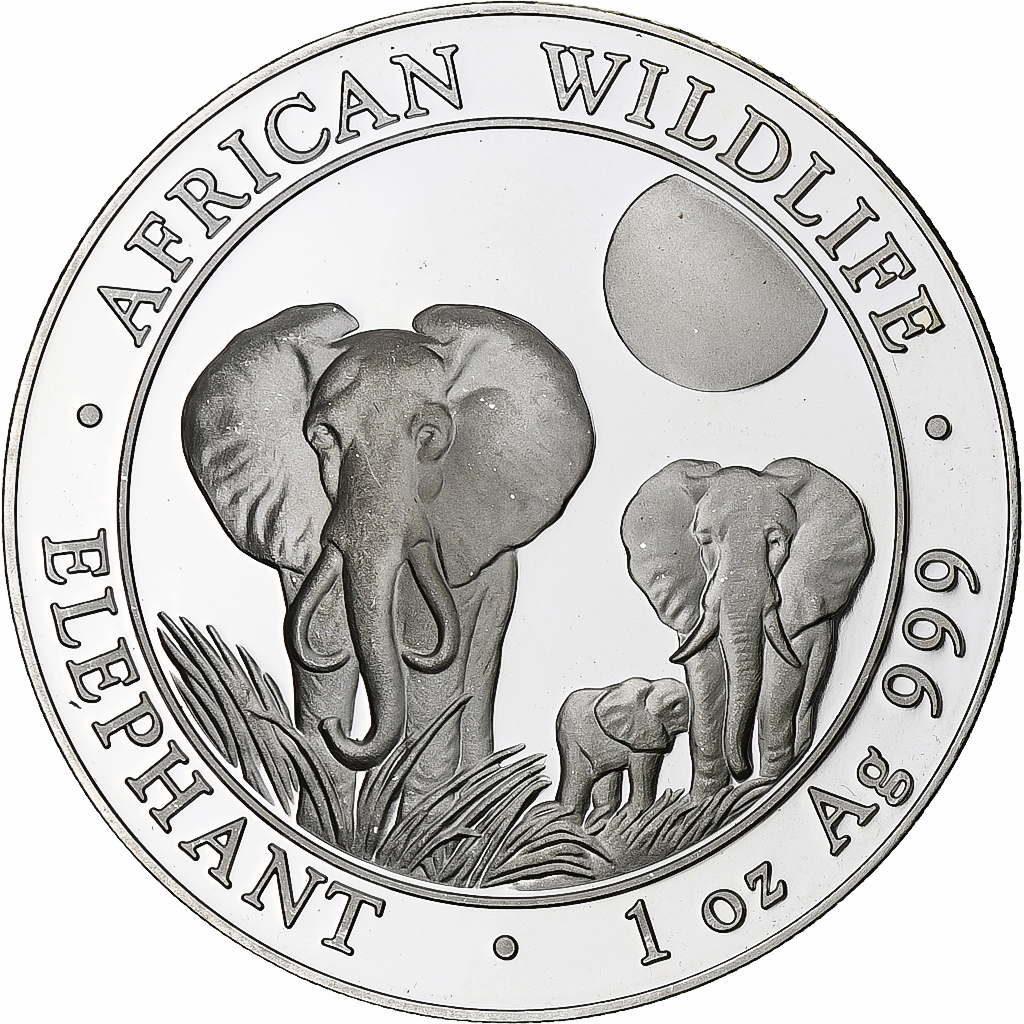 Somalia, 100 Shillings, Elephant, 2014, Proof, Silver, 