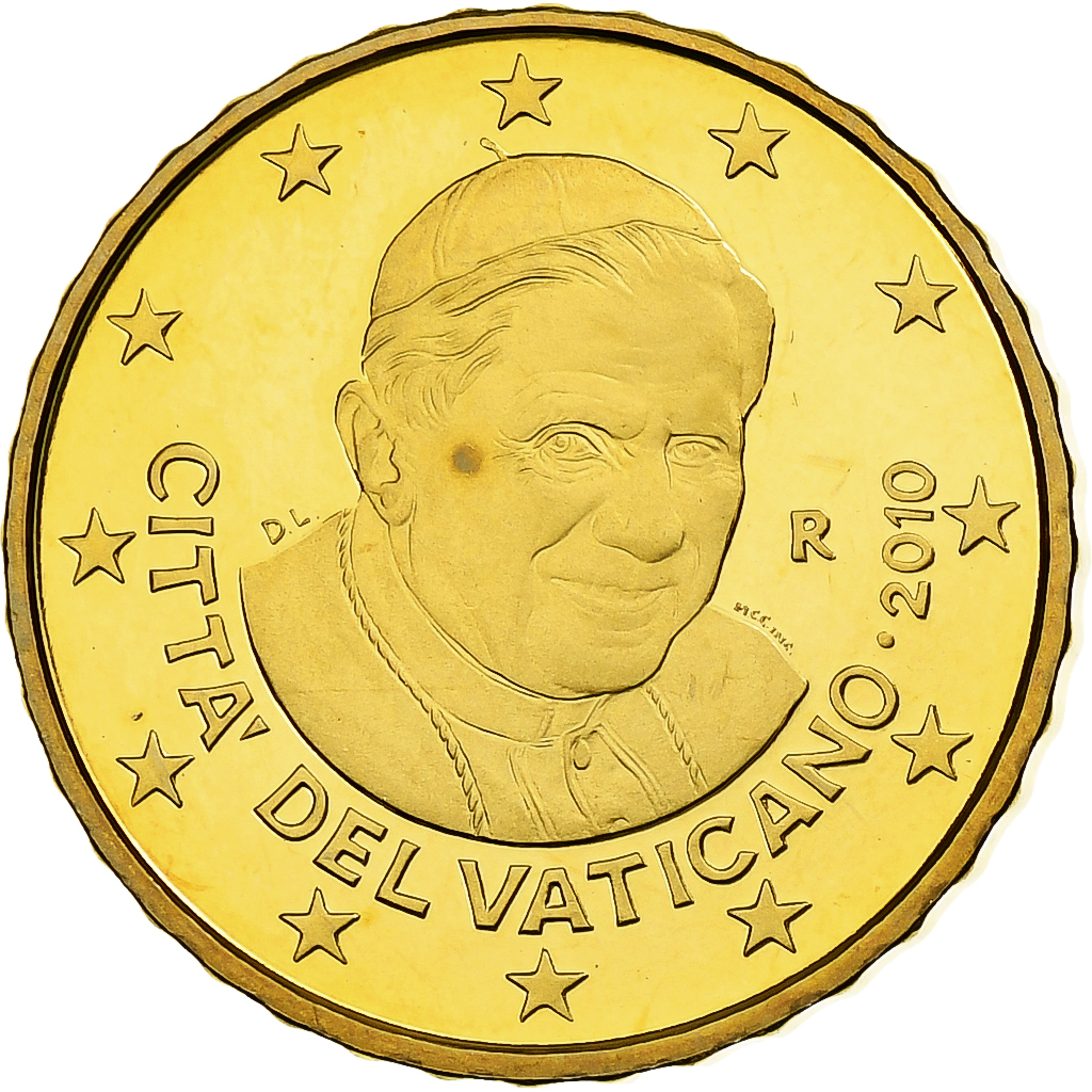 Vatikanstadt, Benedict XVI, 10 Euro Cent, PP, 2010, Rome, Messing, STGL, KM:385