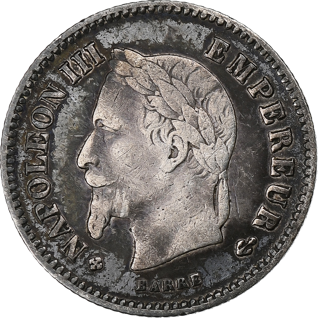 France, Napoleon III, 20 Centimes, 1867, Strasbourg, Silver, 
