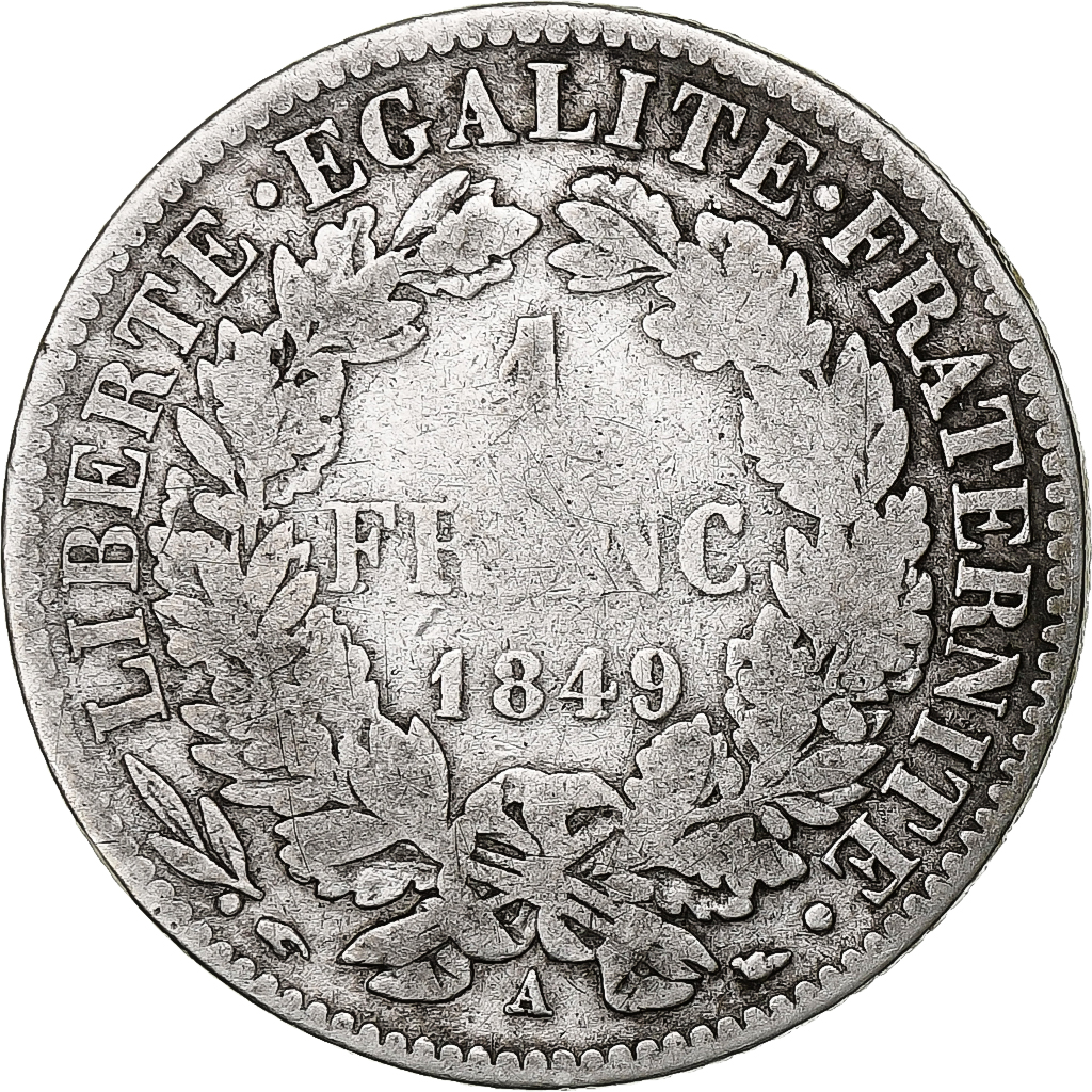France, Franc, Cérès, 1849, Paris, Silver, , Gadoury:457, KM:759.1