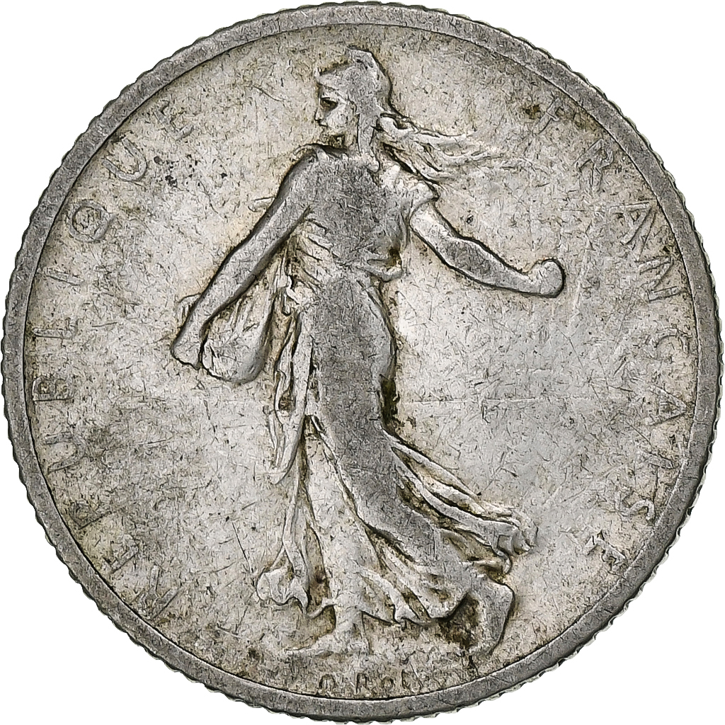 France, Franc, Semeuse, 1907, Paris, Silver, VF, Gadoury:467, KM:844.1