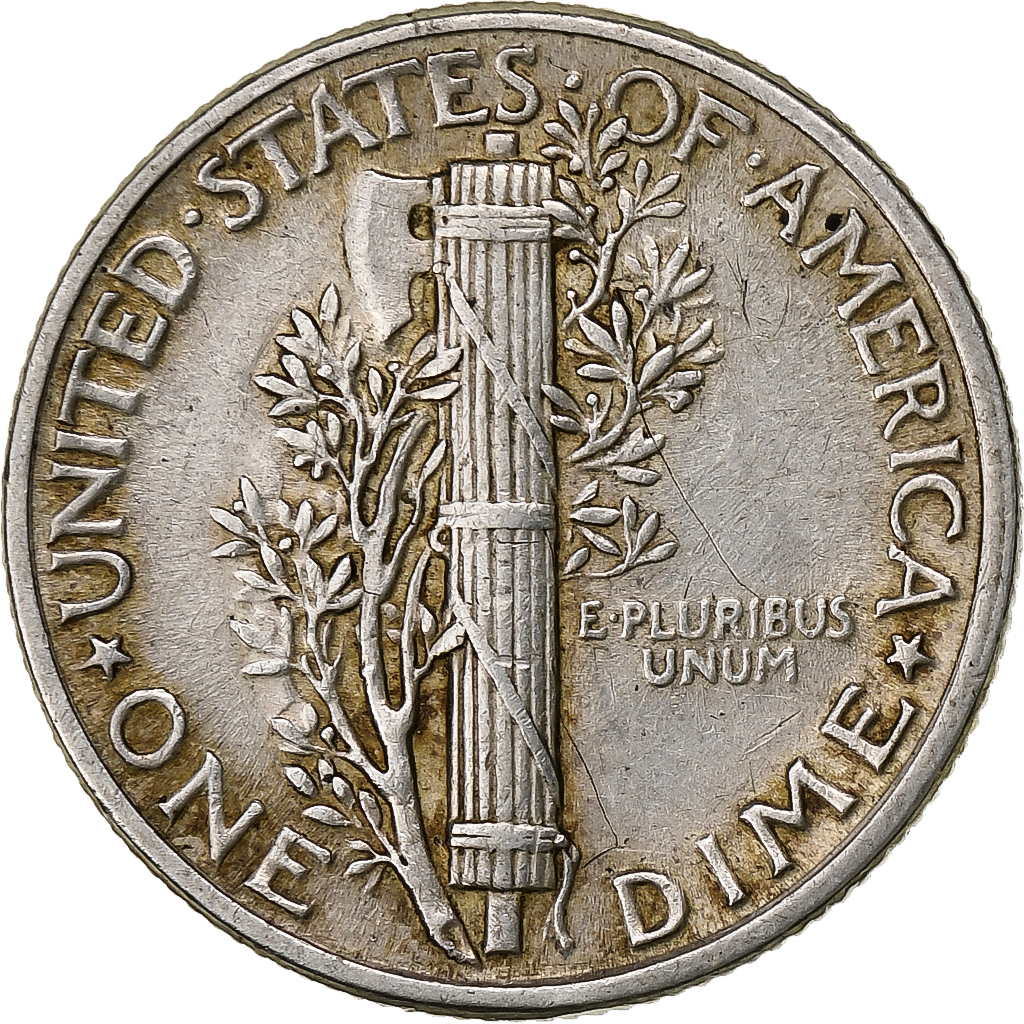 United States, Dime, Mercury Dime, 1944, U.S. Mint, Silver, EF, KM:140