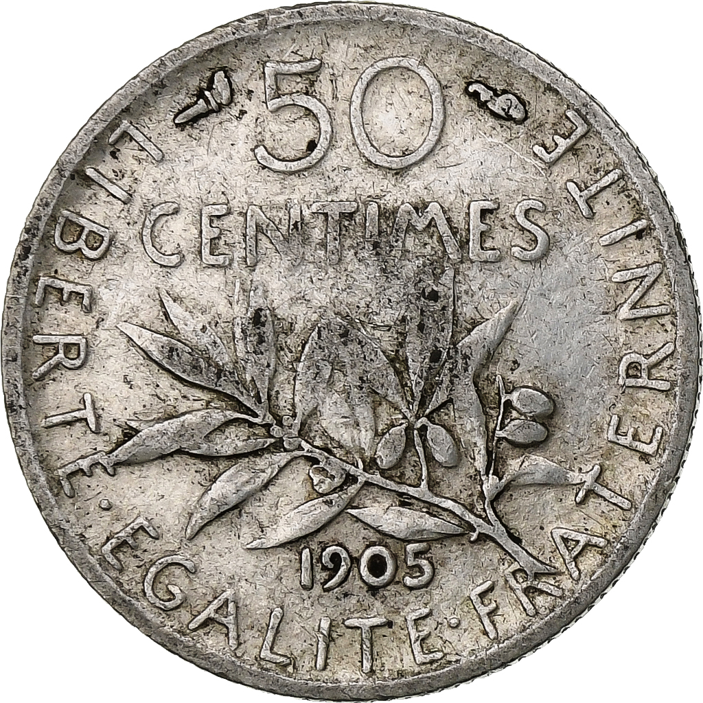 France, 50 Centimes, Semeuse, 1905, Paris, Silver, , Gadoury:420