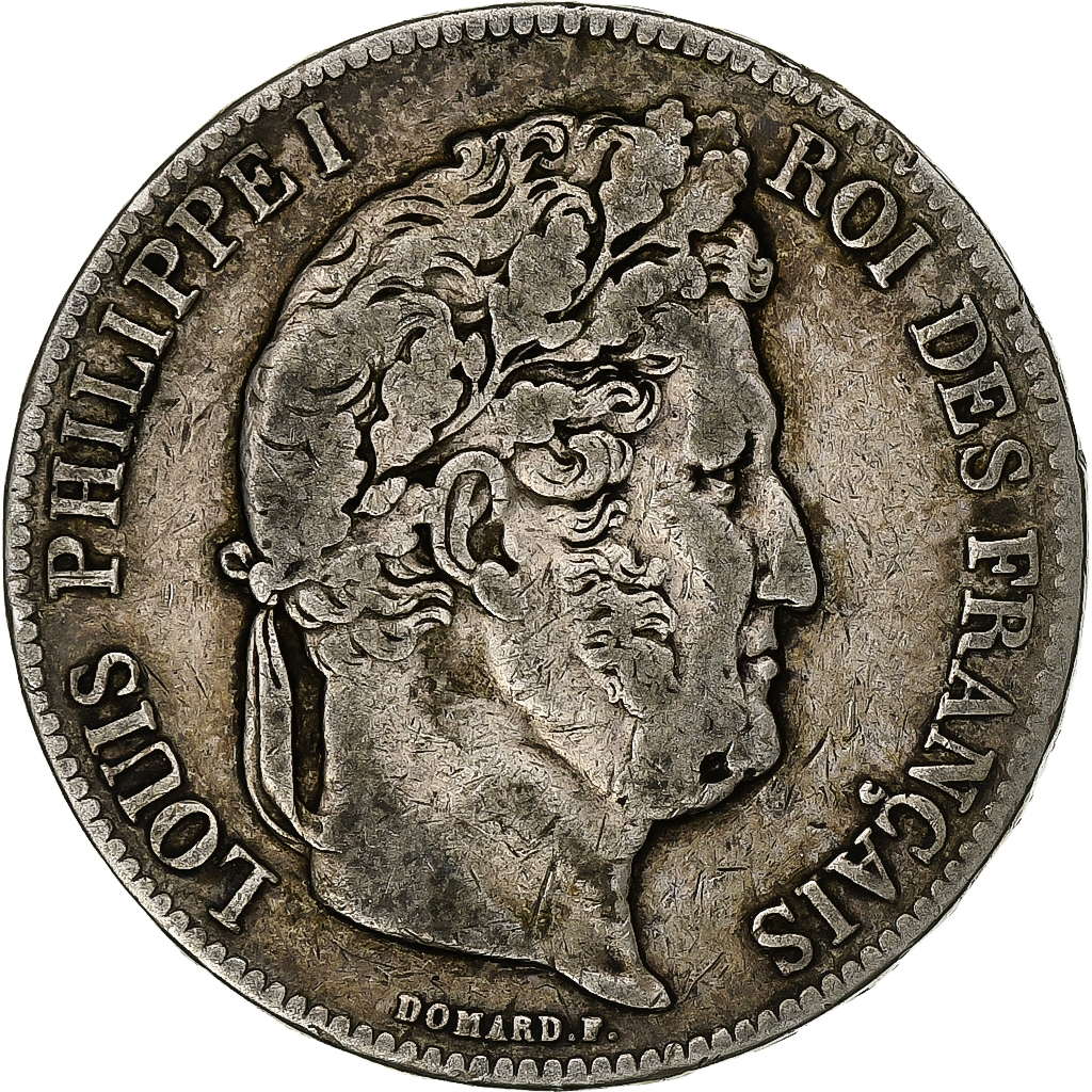 France, 5 Francs, Louis-Philippe, 1835, Strasbourg, Abeille, Silver, 