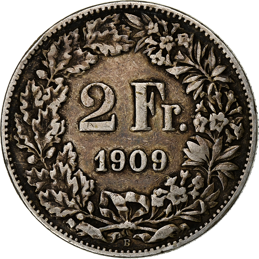Switzerland, 2 Francs, 1909, Bern, Silver, , KM:21