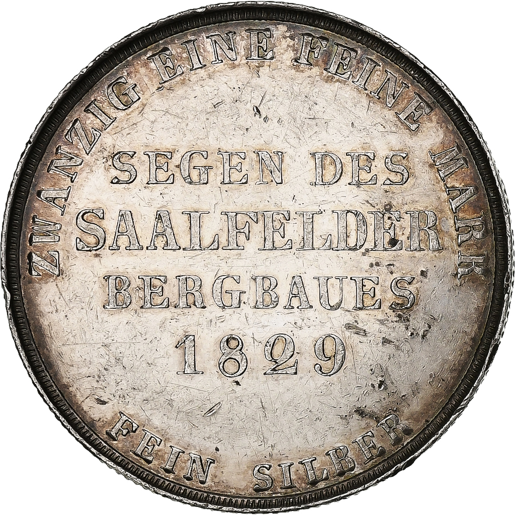 German States, SAXE-MEININGEN, Bernhard II, Gulden, 1829, Rare, Silver