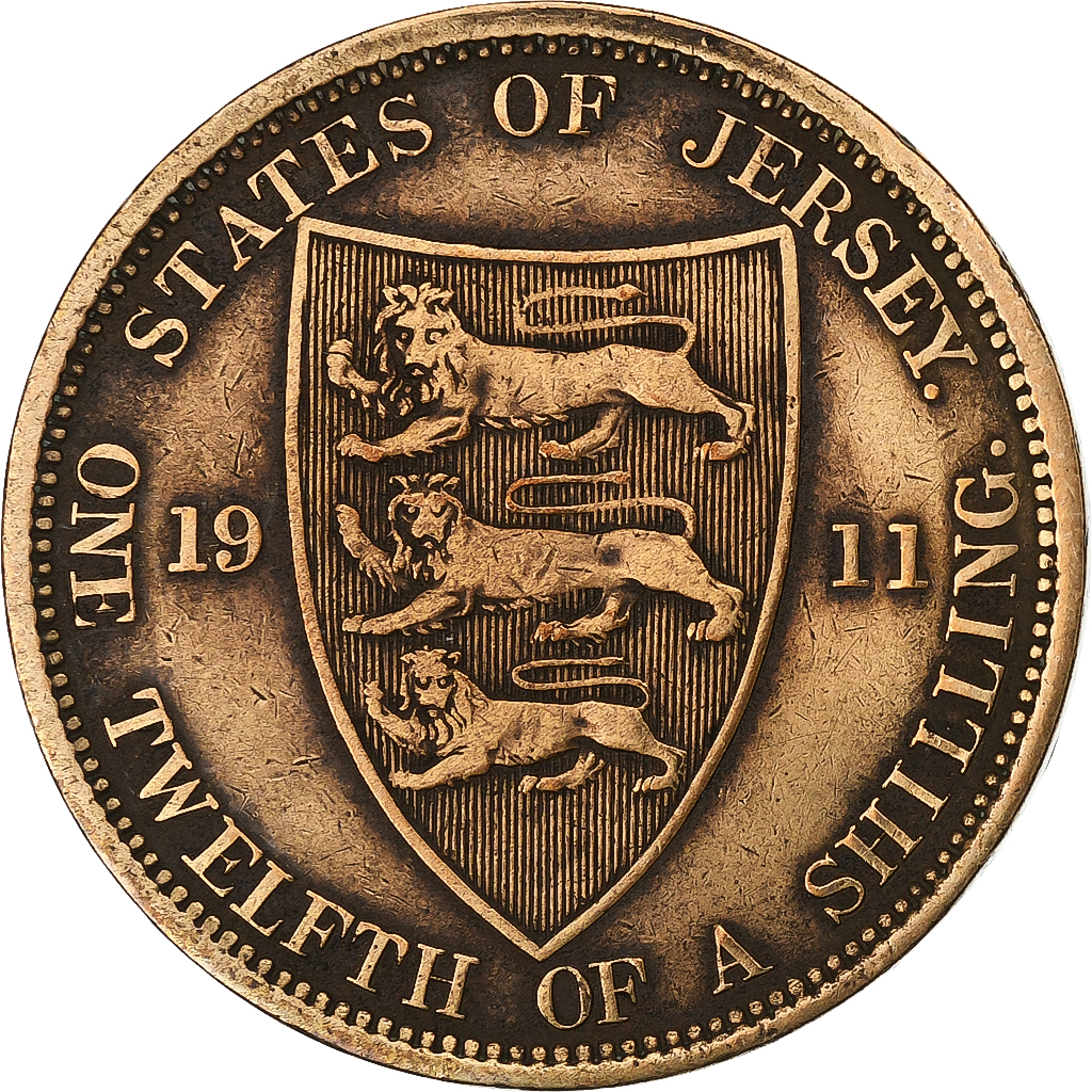 Jersey, George V, 1/12 Shilling, 1911, Bronze, , KM:12