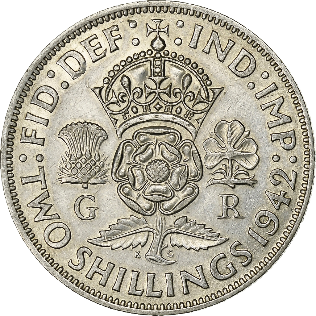 Great Britain, George VI, Florin, Two Shillings, 1942, Silver, , KM:855