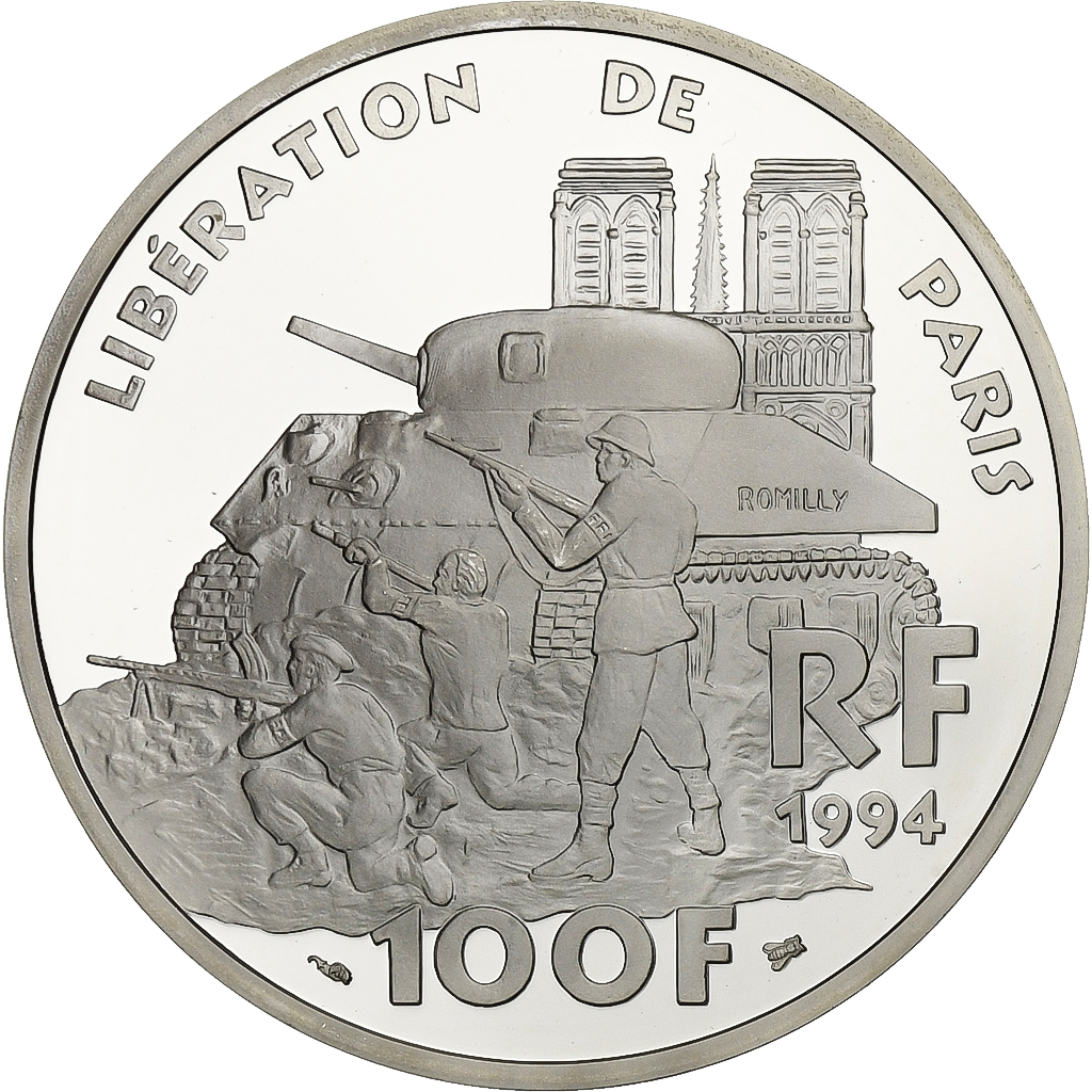 Frankreich, 100 Francs, Libération de Paris, 1994, Monnaie de Paris, PP