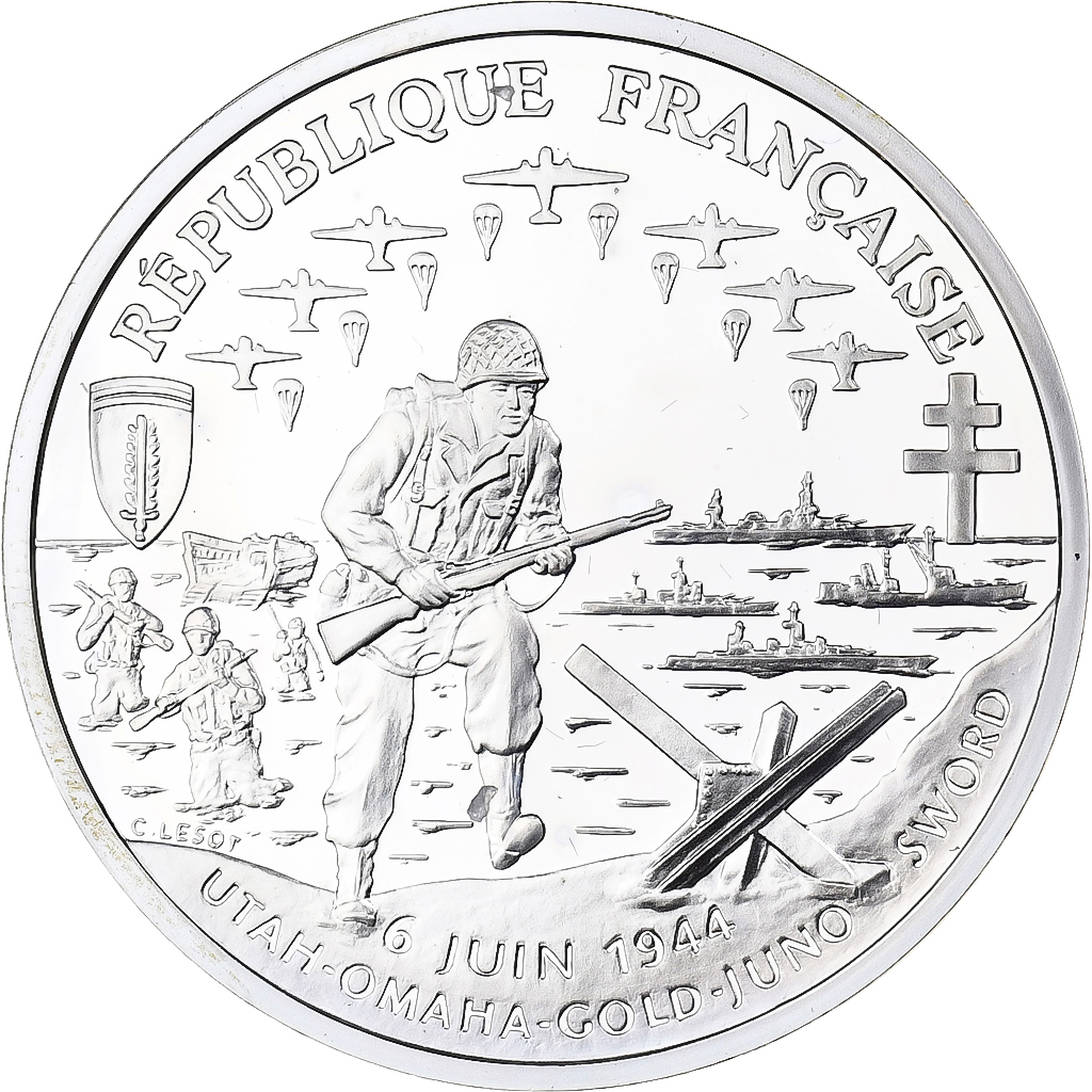 France, Franc, 50e Anniversaire du Débarquement Allié, 1993, Monnaie de Paris
