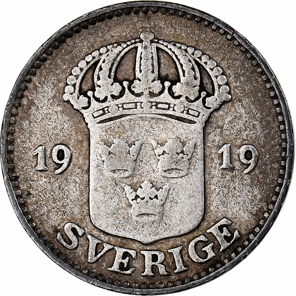 Sweden, Gustaf V, 25 Öre, 1919, Silver, , KM:785