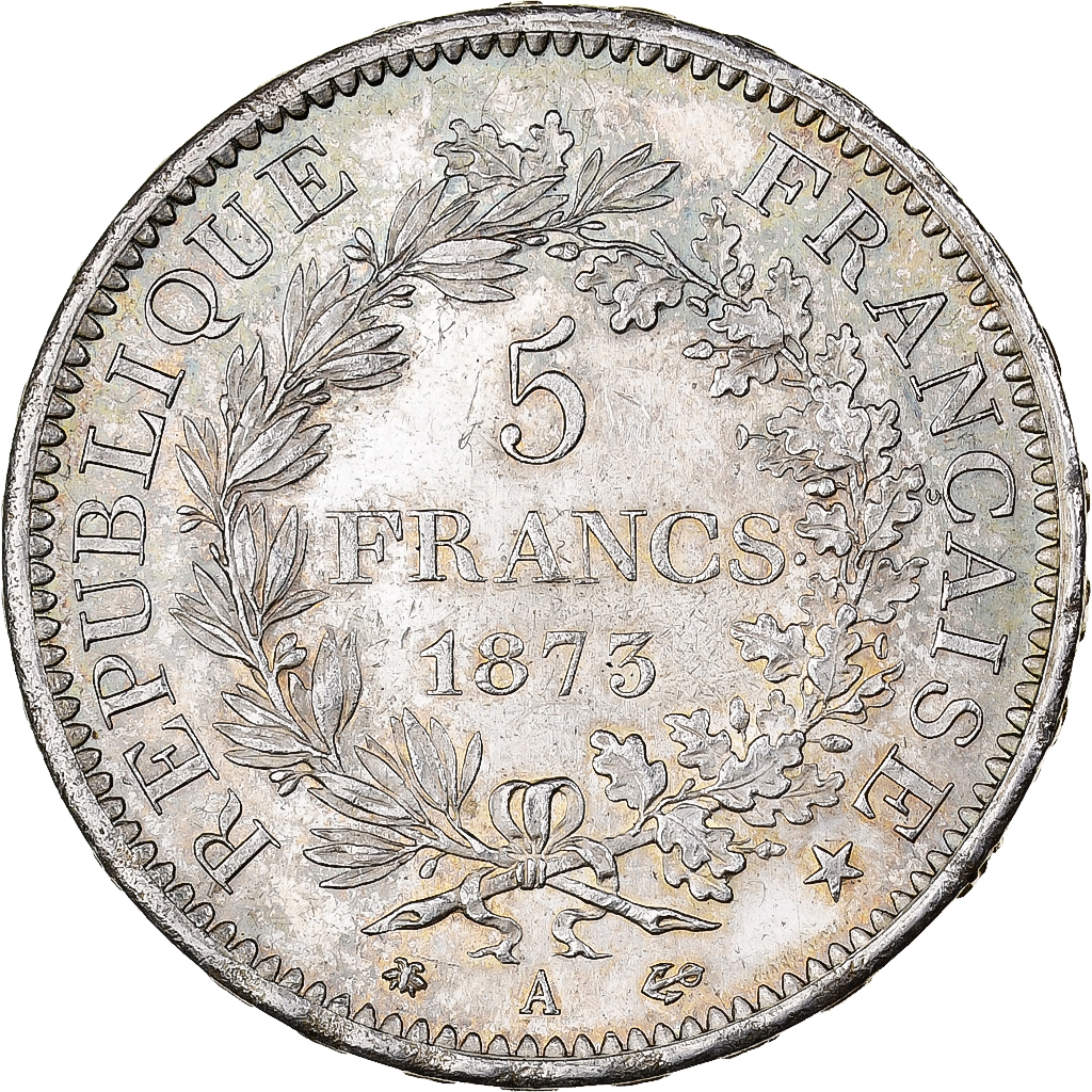 France, 5 Francs, Hercule, 1873, Paris, Silver, MS, Gadoury:745a