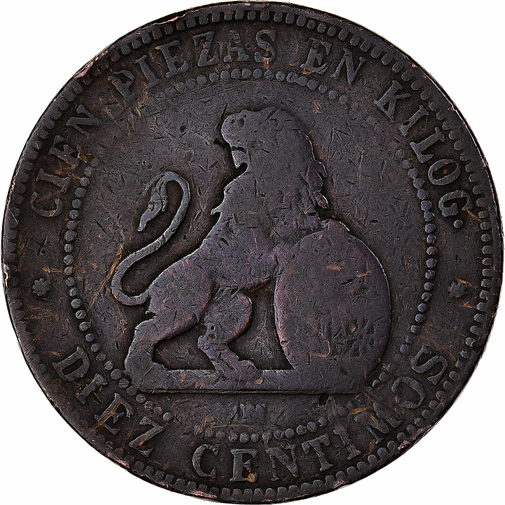 Spain, Provisional Government, 10 Centimos, 1870, Madrid, Copper, 