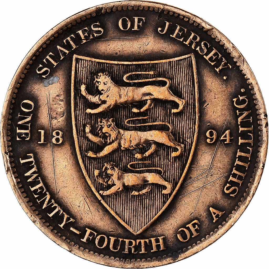 Jersey, Victoria, 1/24 Shilling, 1894, Bronze, , KM:7