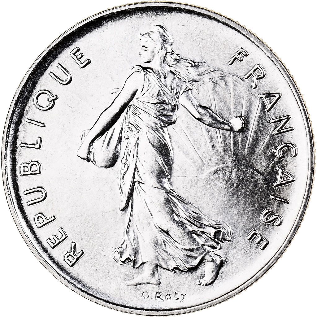 France, 5 Francs, Semeuse, 1974, Paris, BU, Nickel Clad Copper-Nickel