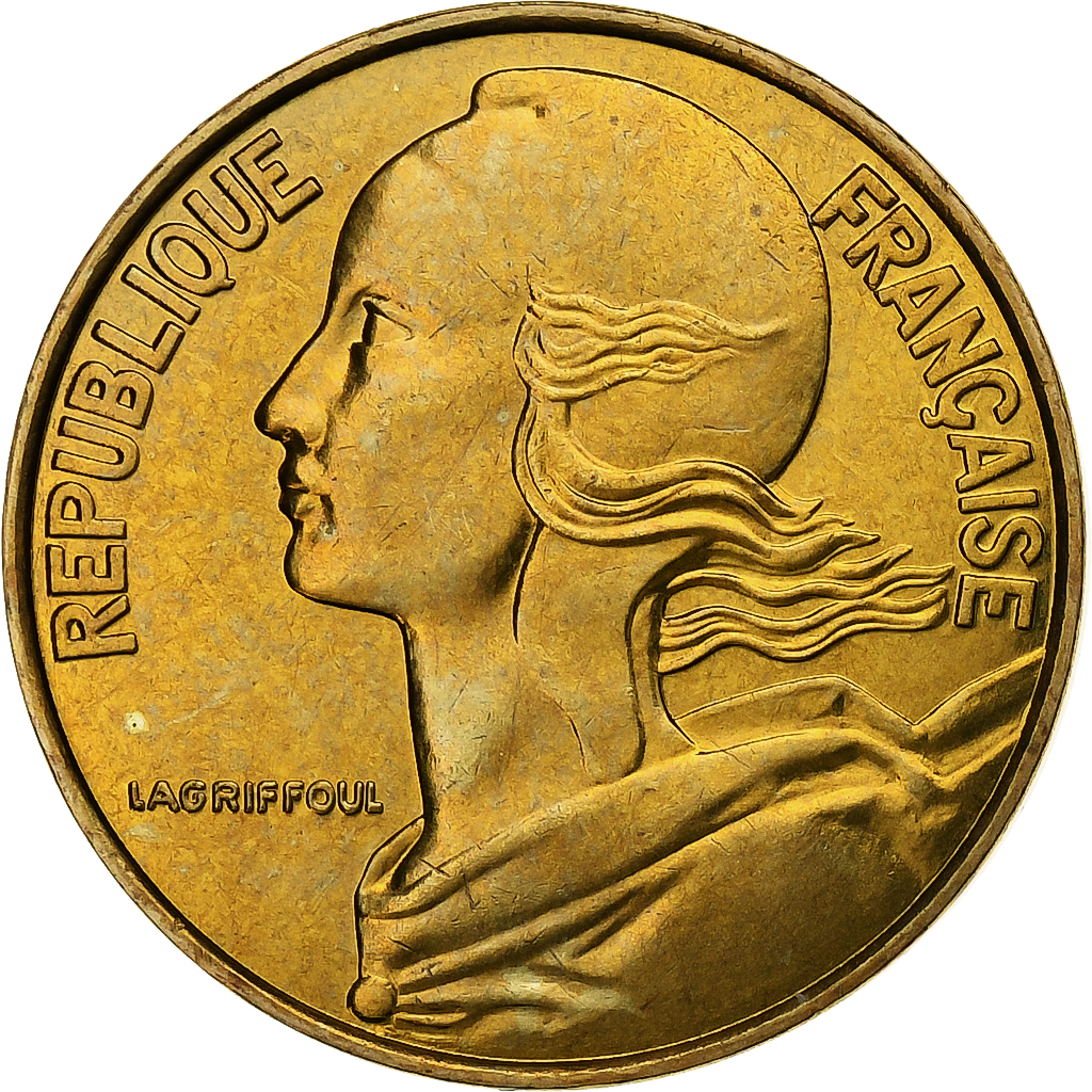 France, 20 Centimes, Marianne, 1996, Paris, BU, Aluminum-Bronze, MS