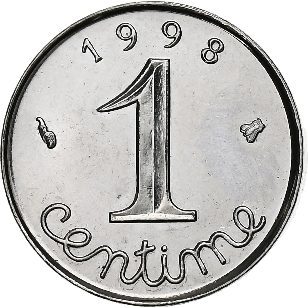 France, Centime, Épi, 1998, Paris, BU, Stainless Steel, MS, Gadoury:91