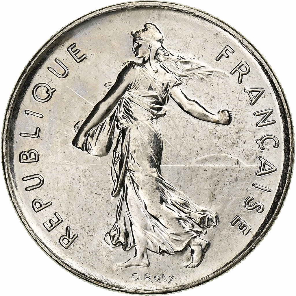 France, 5 Francs, Semeuse, 1998, Paris, BU, Nickel Clad Copper-Nickel