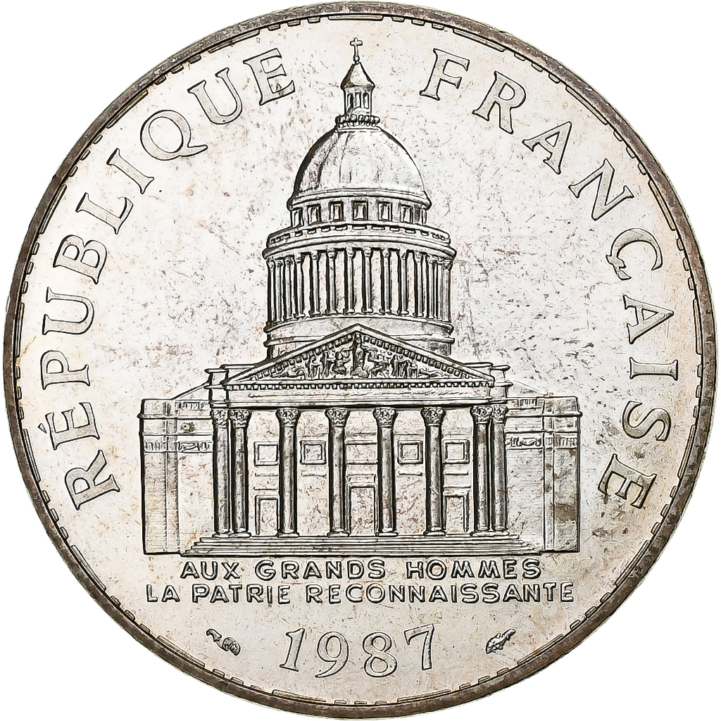France, 100 Francs, Panthéon, 1987, Paris, Silver, MS, Gadoury:898
