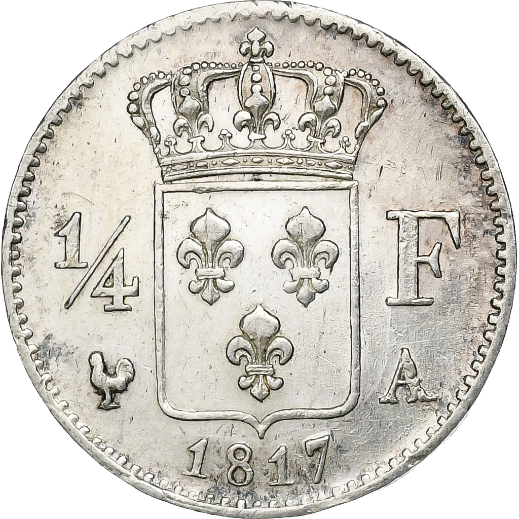 France, Louis XVIII, 1/4 Franc, 1817, Paris, Silver, , Gadoury:352