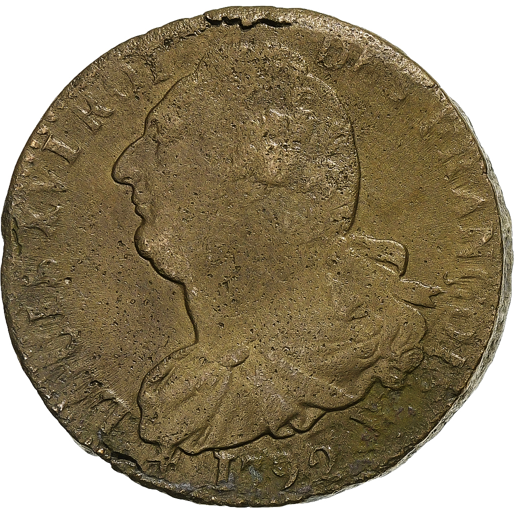 France, Constitution, 2 Sols, 2 sols françois, 1792 / AN 4, Arras, Métal de