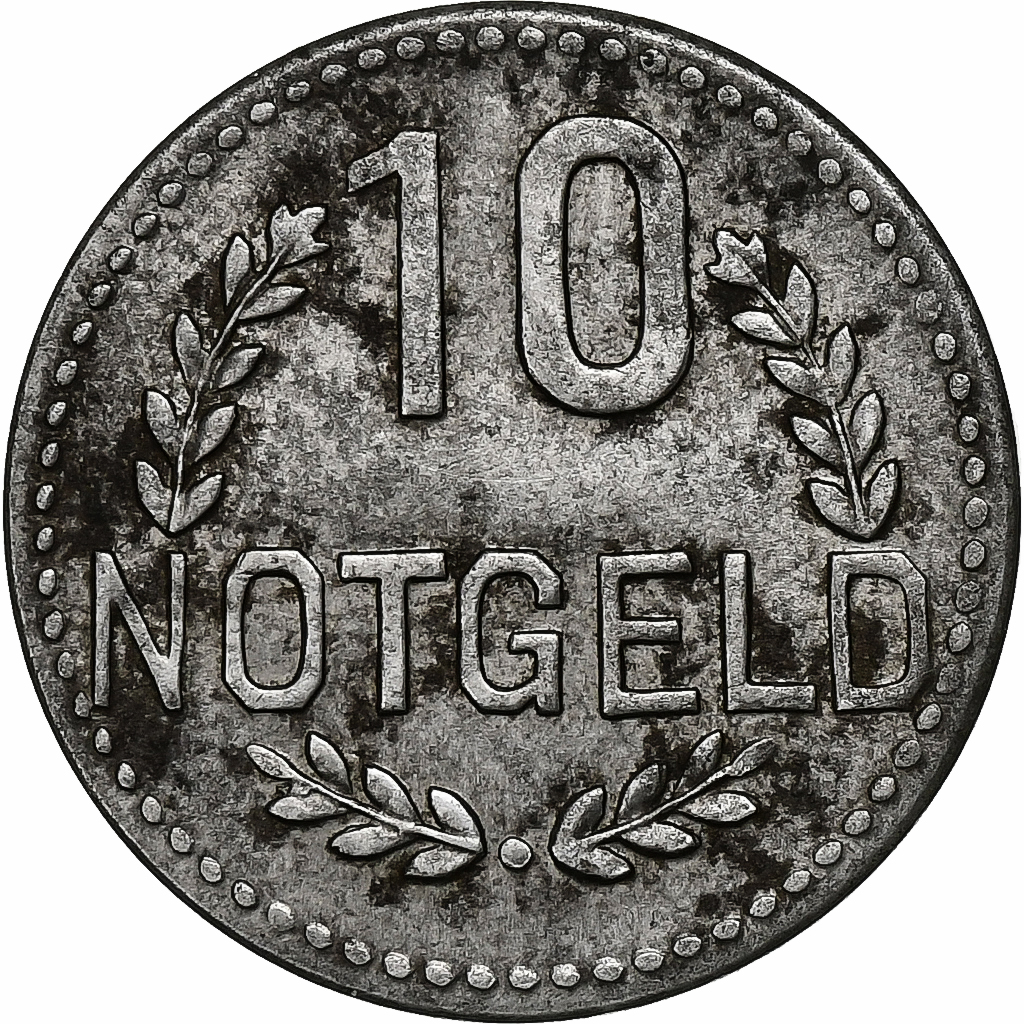 Germany, STADT WIES BADEN, 10 Pfennig, , Iron