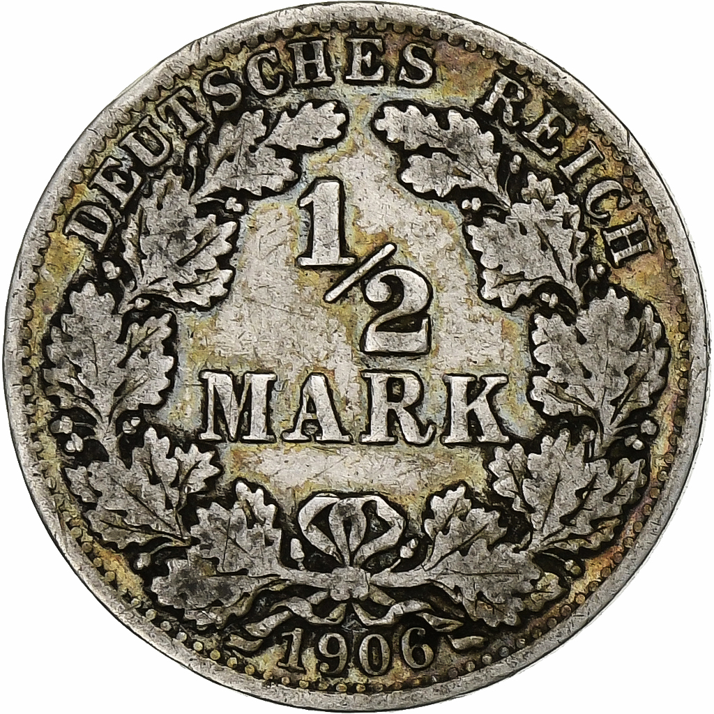 GERMANY - EMPIRE, Wilhelm II, 1/2 Mark, 1906, Berlin, Silver, , KM:17