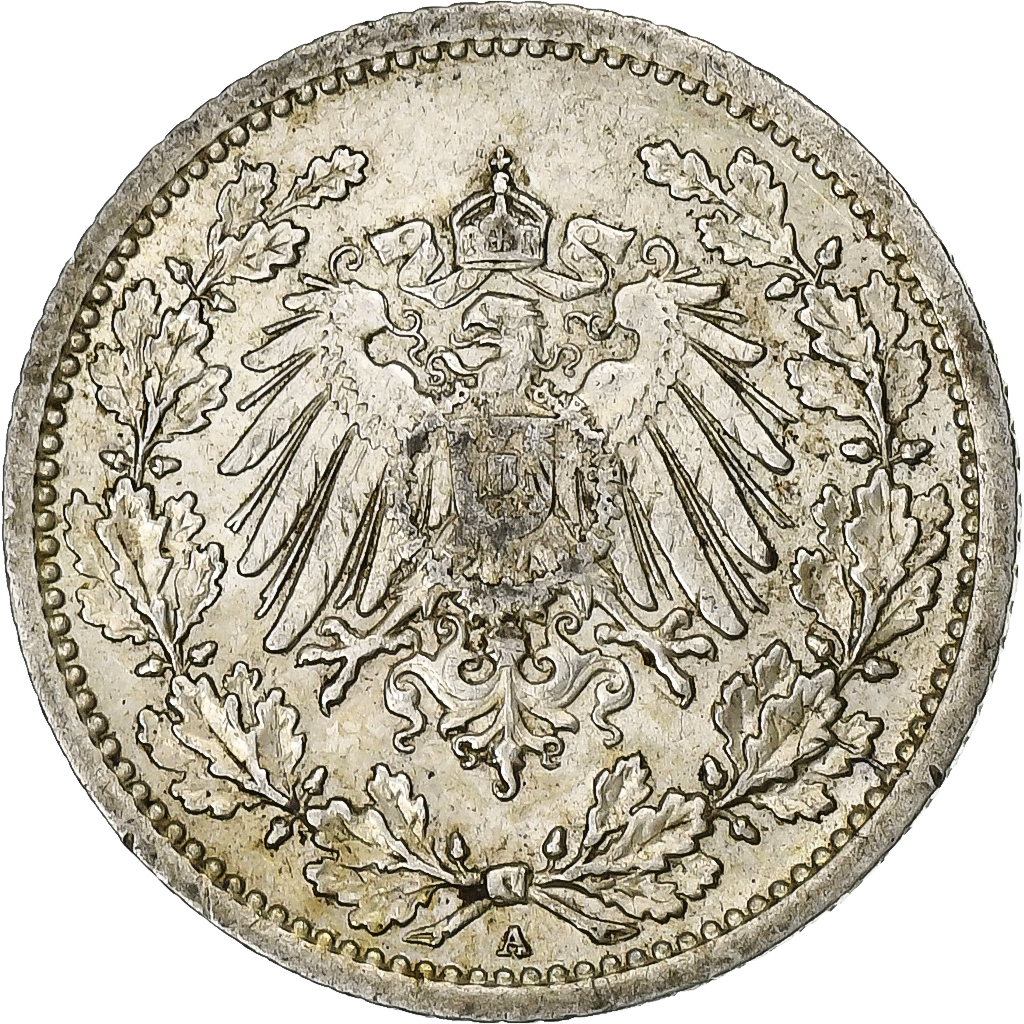 GERMANY - EMPIRE, Wilhelm II, 1/2 Mark, 1914, Berlin, Silver, , KM:17